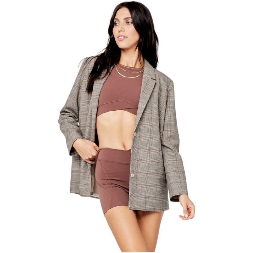 Lspace X Tessa Brooks Nadia Blazer New Size Large Plaid brown black - NWT